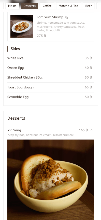Menu page preview